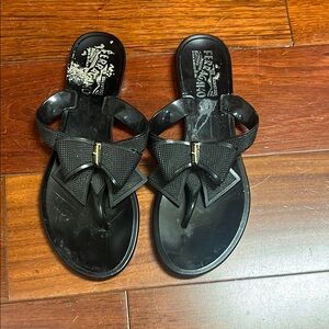 Ferragamo  Black Sandals with Thong Design jelly material